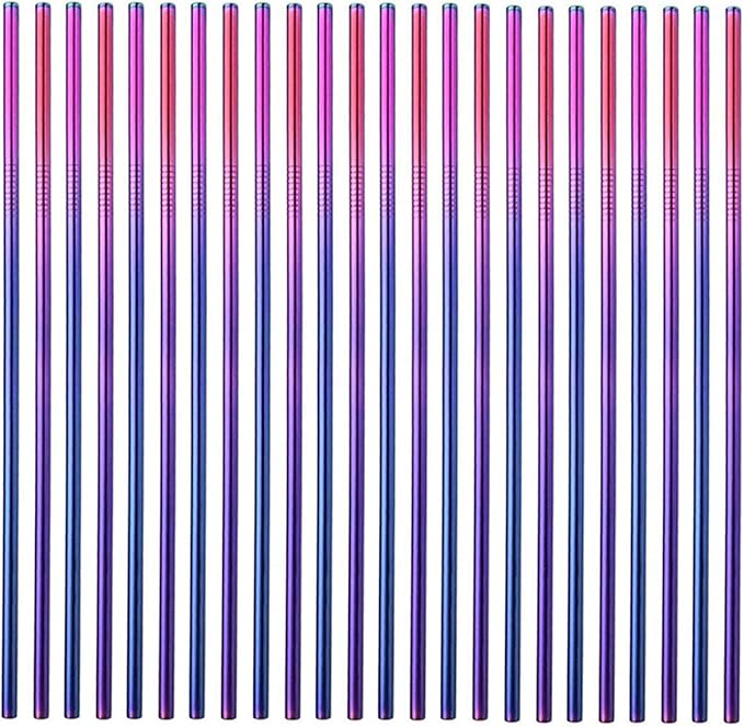 50-Pack Stainless Steel Straws,Super Long 10.5 Inch Drinking Metal Straws for 30oz/20oz Tumblers Yeti Cups Travel Mugs,Reusable Rustproof Dishwasher Safe (All straight 50pcs -10.5" Rainbow)