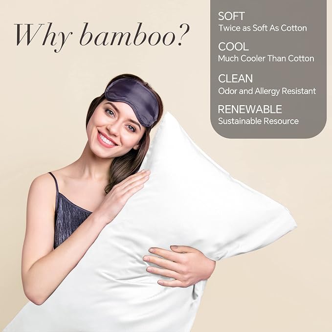 BEDELITE Body Pillow Cover, Rayon Made from Bamboo, Cooling Body Pillow Pillowcase for Hot Sleepers and Night Sweats, Breathable & Silky Soft Full Long Pillow Case Cover (White, 20x54 Inches)