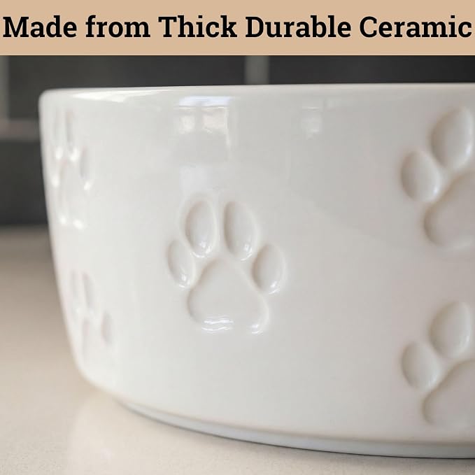 Ceramic Dog Bowl Set of 2 with Anti-Skid Base - 5.5" Wide x 2" Tall Ceramic Dog Bowls for Small Dogs - 2 Cup Capacity Food and Water Bowls for Dogs - Rubber Bottom Pet Bowl Set of 2 for Small Pets