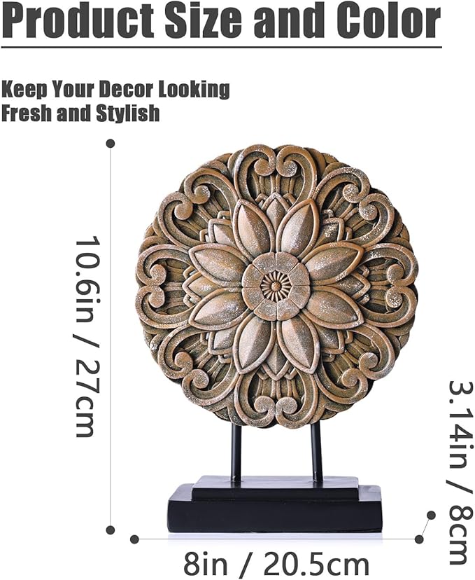 Small Wood Colour Minimalist Round Statue Above Cabinet Decor Kitchen,Modern Decorative Sculpture Home Decorations for Living Room Coffee Table,Office Decor Items,Center Pieces Decoration (Brown)