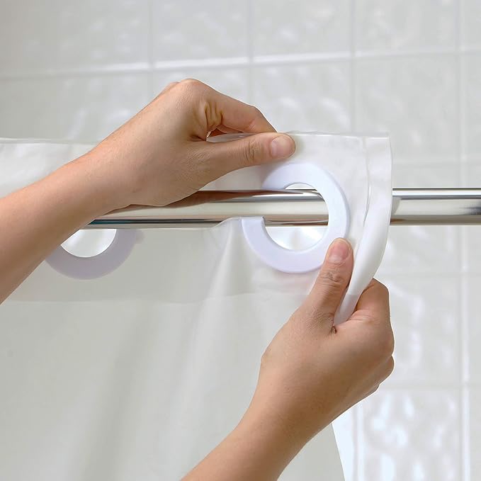 Hookless It's A Snap! Polyester Fabric Snap-In Replacement Shower Curtain Liner for Hookless Curtain with No Sheer Window, 70" x 69", Water-Repellent, Easy Install, White
