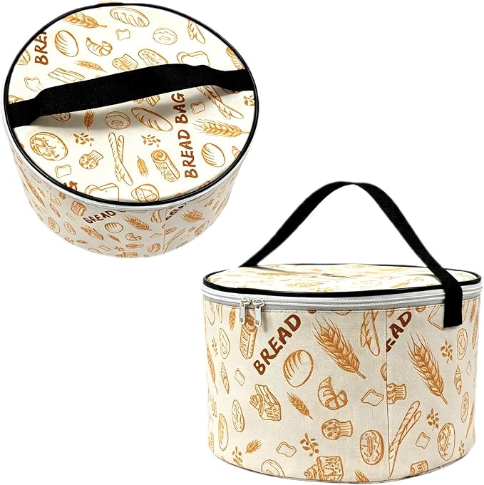 Organic Cotton Beeswax Bread Bags 9.8" x 6.Cotton Wash. Reus. Eco | Natural beeswax locks in freshness. Large reusable round Bread Bags for homemade sourdough. Organic cotton, freezer-safe