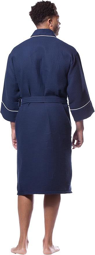 Turquaz Lightweight Waffle Knit Kimono Bathrobe - Soft Cotton Blend Spa Robe, Fast-Drying Full-Length Unisex Robes for Women