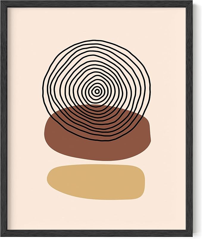 Y2K BOO Boho Abstract UNFRAMED Wall Art Minimalist Stacked Stones Circles Earth Tones Terracotta Mid Century Modern 16x20 Inch Heavyweight Paper Zen Studio Decor
