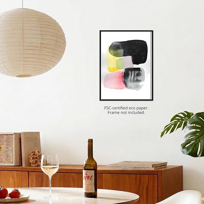 Moonow7 Vibrant Color Wall Art Prints for Living Room Zen Space or Bedroom Wall Decor, Unframed Size 50x70 cm / 20x28″