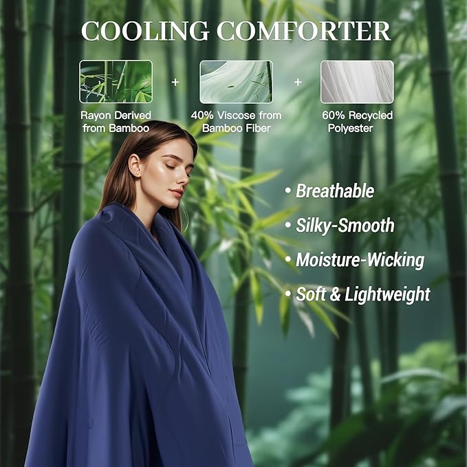 NEXHOME PRO 100% Viscose Derived from Bamboo Comforter King Size - Cooling & Moisture-Wicking Bedding - All Season Lightweight Design - Natural Organic King Duvet Insert