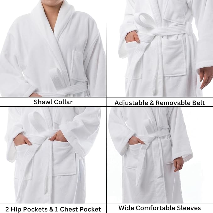 Alpine Swiss Blair Womens Cotton Terry Cloth Bathrobe Shawl Collar Velour Spa Robe