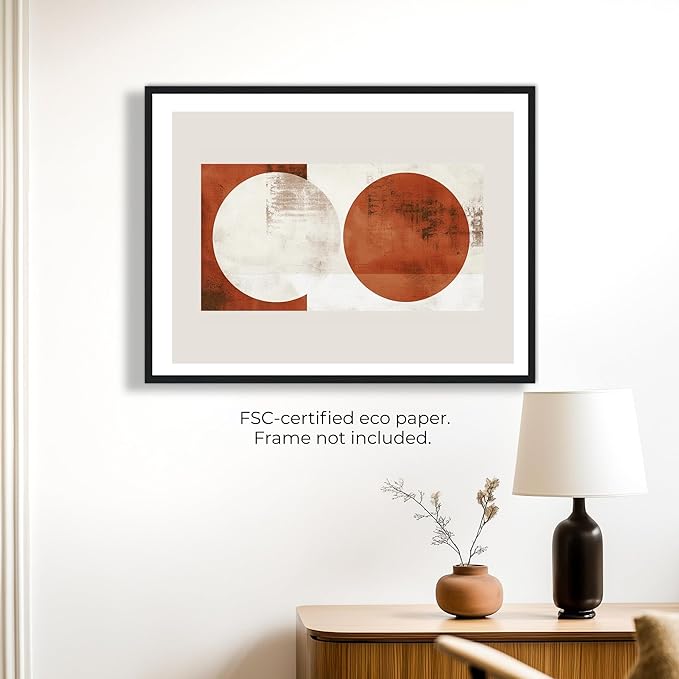 Moonow7 Abstract Wall Art Prints Small Neutral Minimalist Poster in Brown Terracotta and Beige Home Decor for Living Room or Bedroom Unframed Size 8x10 / 20x25 cm