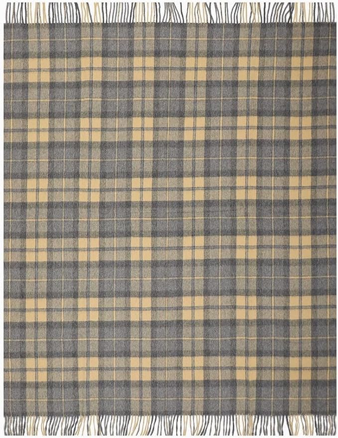 Superfine Alpaca Wool Throw Blanket - Lightweight Alpaca Merino Wool Throw Blankets | Soft Peruvian Alpaca Blanket Wool Blanket Scottish Design 72" x 60" (Corn/Gray)