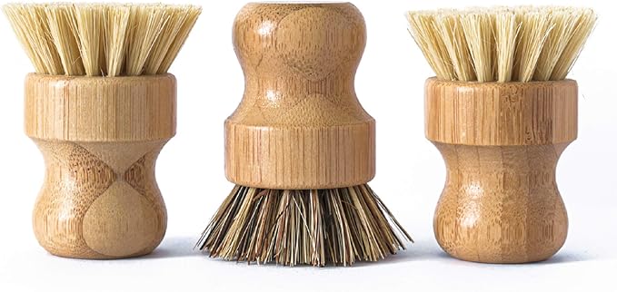 ECOLULU Natural Bamboo Dish Brush Plant Based Bristles | 3 Pack Wooden Dish Brush | Bamboo Scrub Brush for Cleaning Dishes, Pots, Pans and Vegetables | Biodegradable Eco Friendly Products