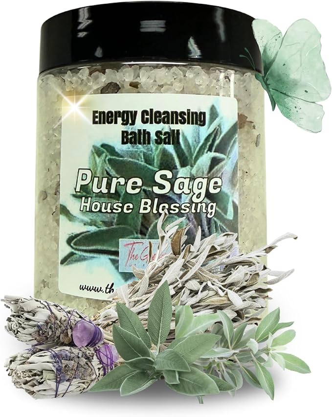 Pure Sage Bath Salts – Dead Sea Salt Bath Soak for Cleansing, Spiritual Rituals & Relaxation 12oz