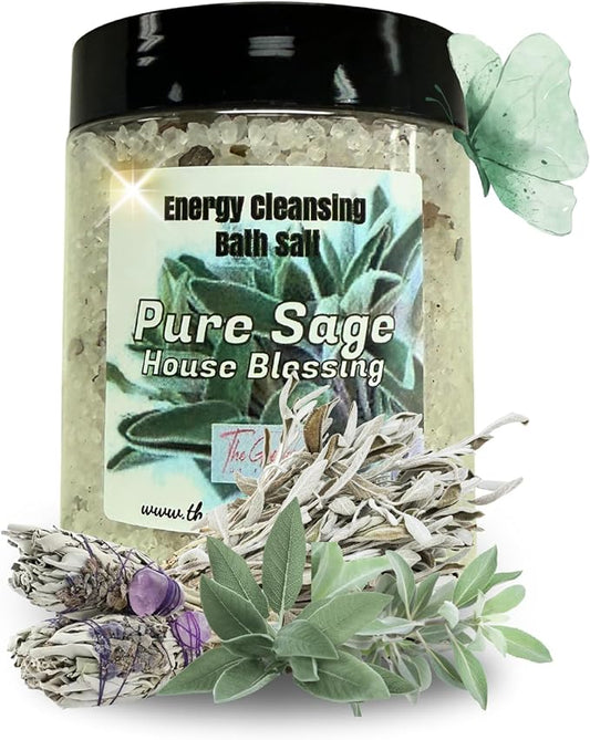 Pure Sage Bath Salts – Dead Sea Salt Bath Soak for Cleansing, Spiritual Rituals & Relaxation 12oz