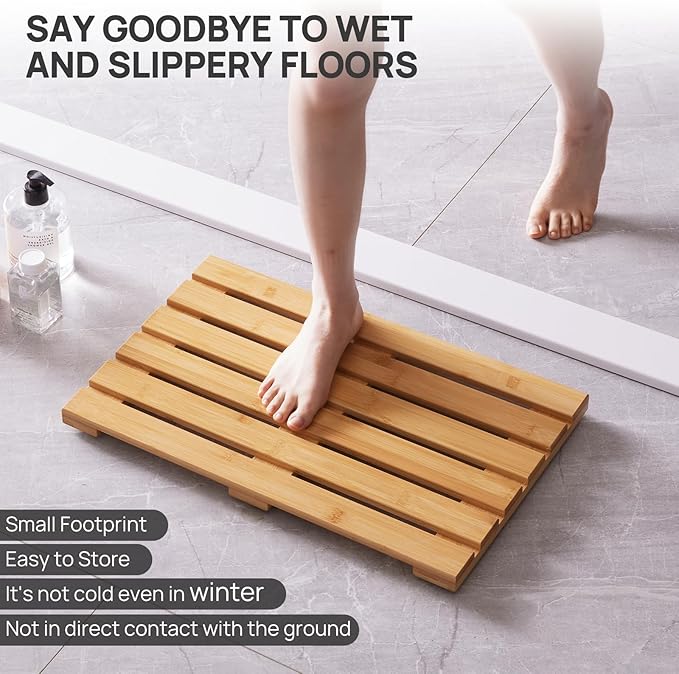 Bath Mat for Shower, Wooden Floor Mat for Bathroom,Non-Slip | Heavy Duty, Shower Mat for Indoor Outdoor