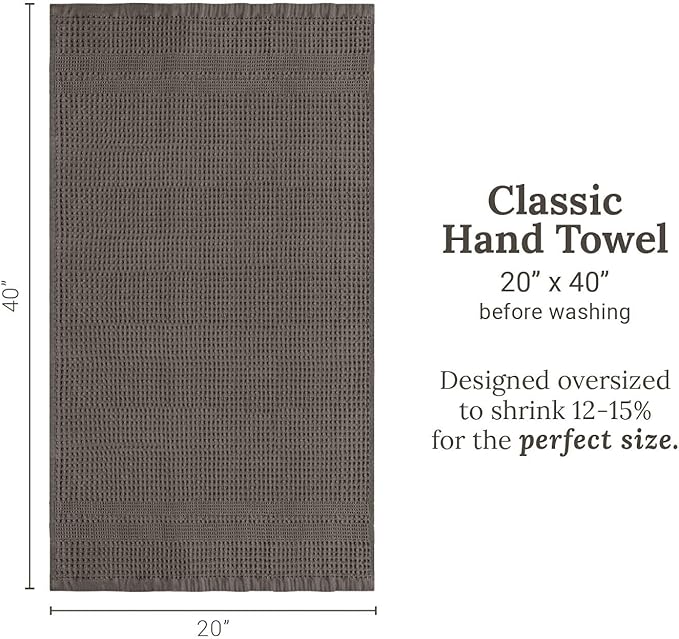 GILDEN TREE Waffle Hand Towels for Bathroom Quick Dry Towel Super Absorbent Thin 100% Cotton Lint Free, Hand Towels for Bathroom Set of 2, Classic Style (Stone)
