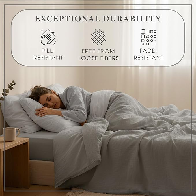 THE ART BOX Certified 100% Egyptian Cotton Sheets, Queen Sheet, 1000 Thread Count Hotel Quality Sateen Weave, 4 Pc Luxury Bed Sheet Set, Grey Sheets with Elasticized Deep Pocket