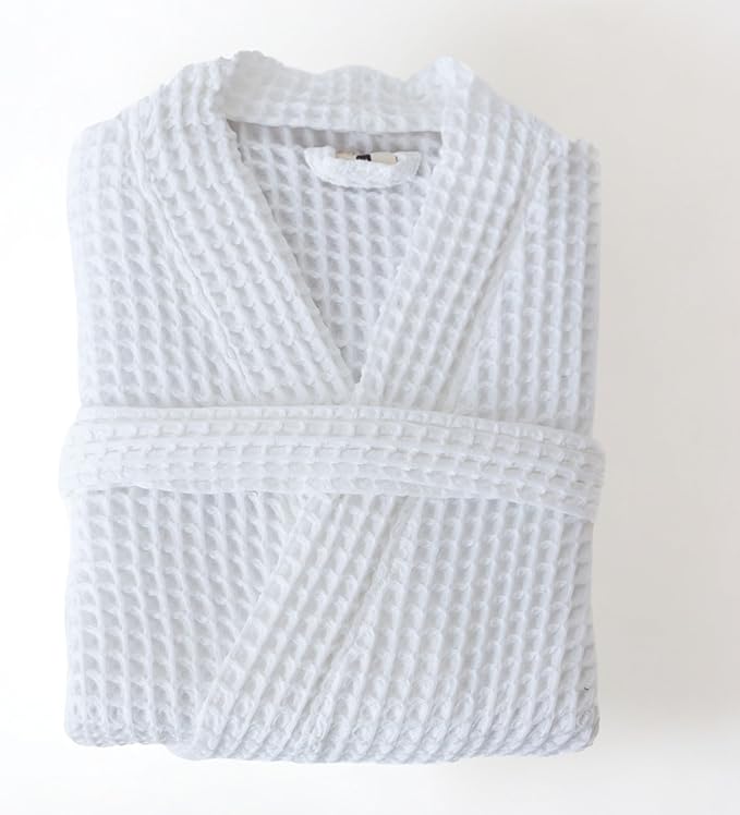 Womens Kimono Waffle Robe - Lightweight 100% Turkish Cotton Housecoat for All-Day Lounging - Bathrobe for Shower