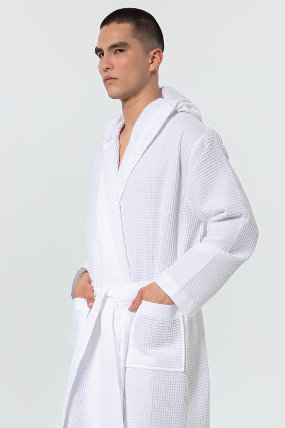 SEYANTE Turkish Cotton Waffle Robe for Men – Organic GOTS Certified Spa Bathrobe, Lightweight Kimono, Soft Cotton Bathrobe