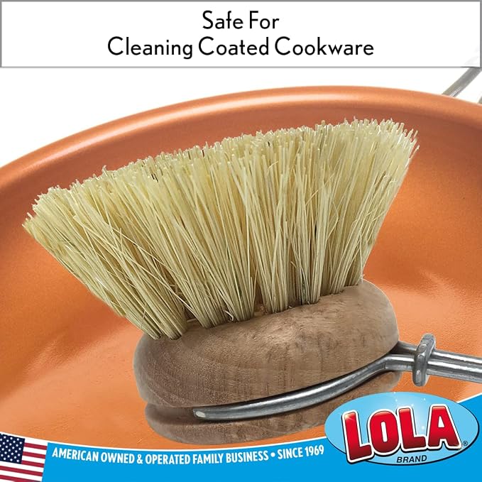 LOLA Replacement Head for The Original Tampico Vegetable & Dish Brush, 1.75" Head, Birchwood & Poly Bristles, Reusable & Washable, 1 Count