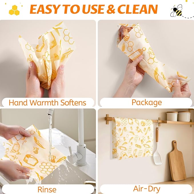 Beeswax Wraps for Food – Reusable Beeswax Bread Bag & Sandwich Wrap, Organic & Eco-Friendly & Sustainable Bees Paper, Perfect Alternative to Aluminum Foil Sourdough Storage & Plastic Wrap（Bread）