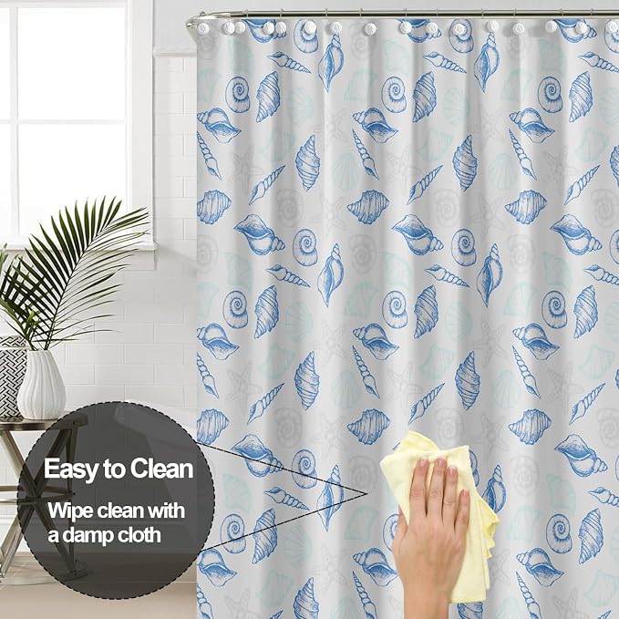 Plastic Shower Liner - Premium PEVA 4G Shower Curtain Liner with Rustproof Grommets and 3 Weighted Magnets, Waterproof Shower Curtain for Bathroom… (Whelk, 72”*72”)
