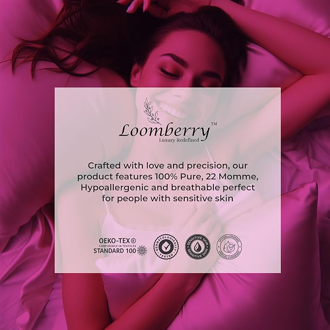 100% Pure Mulberry Silk Pillowcase for Hair and Skin, 6A Grade 22 Momme Silk Pillow Cases with Zipper, Soft Cooling Washable Both Sided Silk Pillow Cover (Crimson Purple, Queen 20''x30'')
