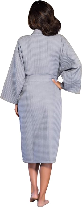 Turquaz Lightweight Long Waffle Kimono Spa Robe for Women