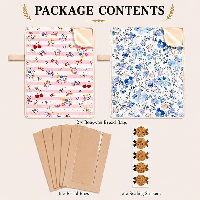 7PCS Beeswax Bread Bag Sourdough Bread Bags for Homemade Bread