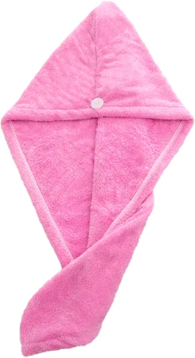 Microfiber Hair Drying Turban Towels, Pack of 3 (Blue-Pink-Grey)