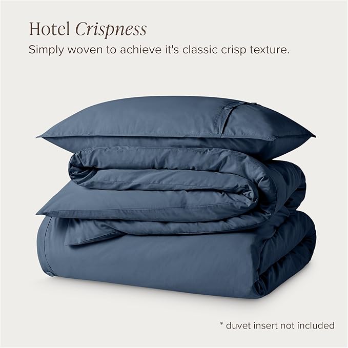 Bare Home 100% Organic Cotton Extra Long Duvet Cover Set - Crisp Percale Weave - Lightweight & Breathable - Cooling Duvet Cover Set (Twin/Twin XL, Bering Sea)