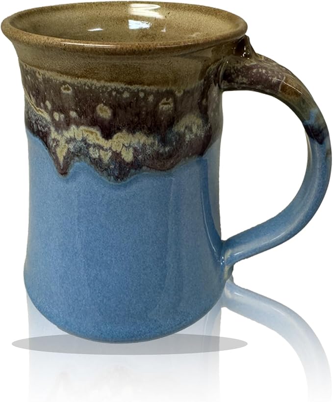 Clay in Motion Handmade Ceramic Mug 24 oz, Large Coffee Mug, Hand Painted Stoneware, Dishwasher Microwave & Oven Safe, Lead-Free, Made in USA Since 1981 (Sandy Beach)