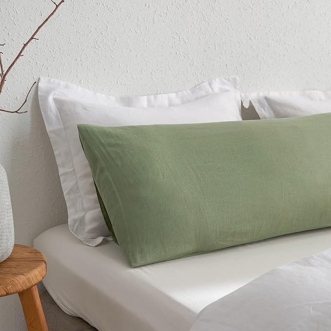 Simple&Opulence Body Pillow Cover 20" x 54",100% Pure Linen, Ultra Soft and Breathable, Body Pillowcase with Envelope Closure for Adults (Sage Green)