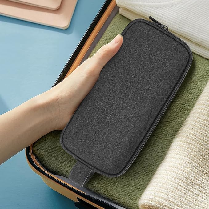 Teskyer Cable Organizer Bag, Travel Electronics Accessories Organiser, Protable Tech Pouch for Phone Chargers, Cables, Flash Drive, Power Bank, Hard Drive, Dark Grey, 23.5 x 12 x 9 cm, Double-Layer