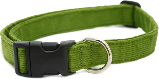 Hemp Corduroy Dog Collar - No Pattern (1/2" Small, Avocado)