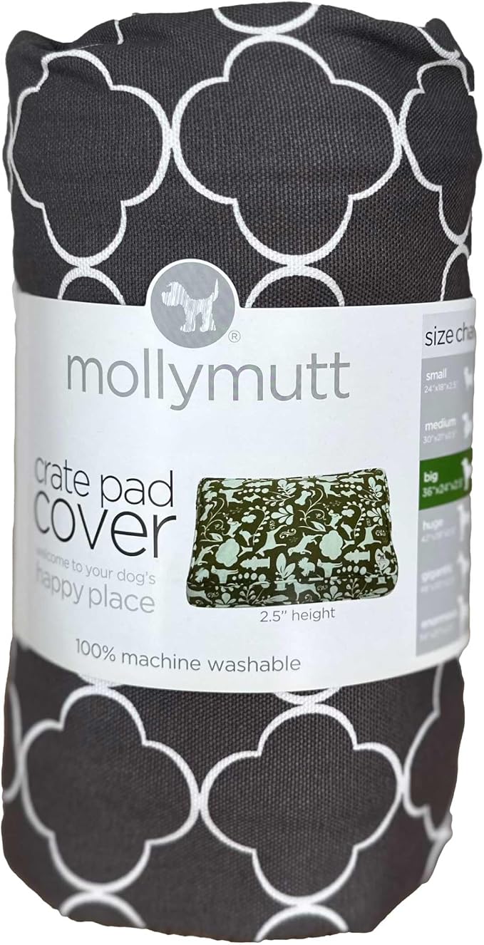 Molly Mutt Dog Crate Pad Cover, 100% Cotton Canvas Cover for Dog or Puppy Crate Bed, Durable, Washable, and Free of Harmful Chemicals, Pre-Shrunk, 54"x37"x2.5", Clark Gable