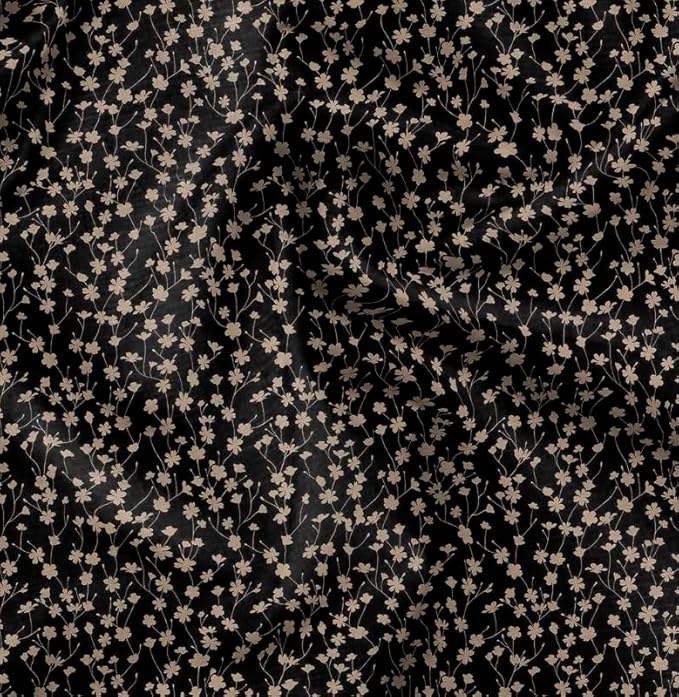 Soimoi Lightweight Cotton Voile Fabric, Black - Floral Print, Unstitched Material - 42 Inch Width, Ideal for Making Summer Dresses, Blouses, Scarves, Lingerie, Sheer Curtains, Garment Linings, 1 Yard