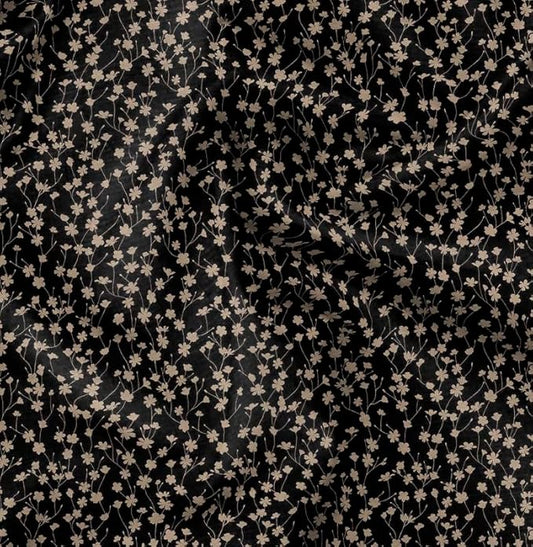 Soimoi Silky Satin Fabric Material, 1 Yard - 42" Inch Width, Black - Floral Print - Soft Shiny Fabric for Dress, Pillowcases, Pajamas, Evening Dress, DIY