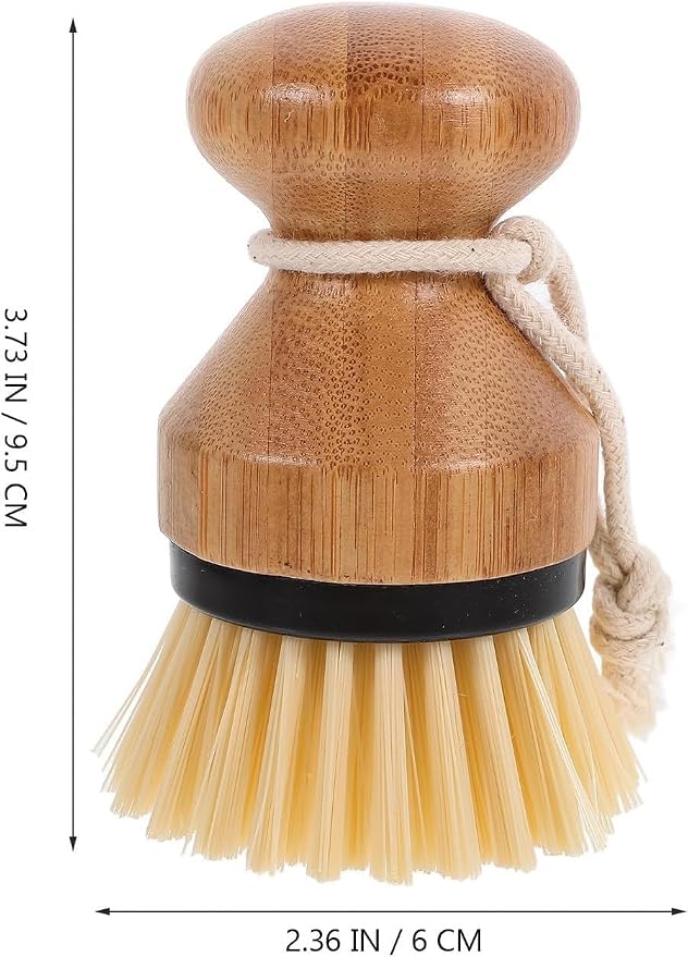 Bamboo Dish Scrub Brush Set, Natural Palm Fiber Bristles for Cleaning Pots, Pans, Dishes & Kitchen Sink, Ergonomic Grip, Durable Eco-Friendly Design (2 Pack)