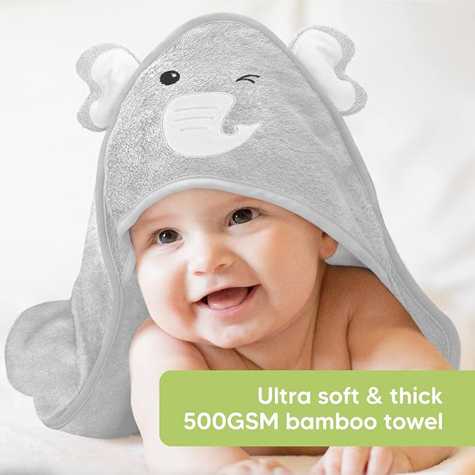 KeaBabies Baby Hooded Towel and Organic Baby Washcloths - Baby Towel, Toddler Towels - Soft Baby Wash Cloths for Newborn, Kids