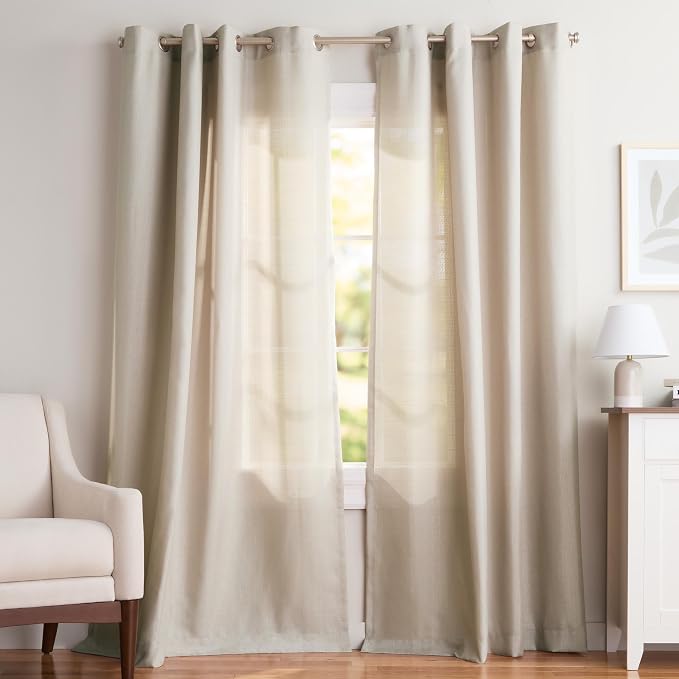 Exclusive Home Loha Linen Grommet Top Curtain Panel Pair, 54"x84", Vintage Linen