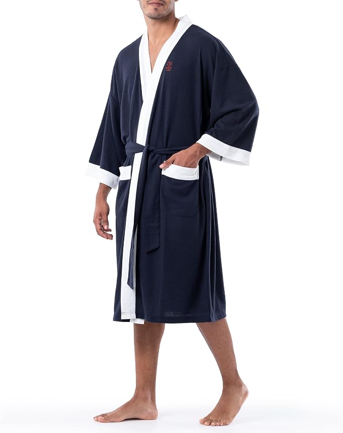 IZOD Men's Waffle Knit Kimono Robe