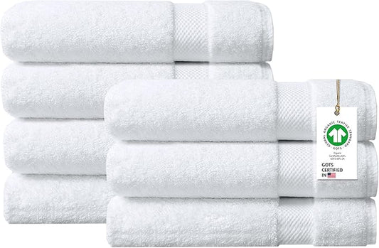 100% Organic Cotton Towels 650 GSM Plush Feather Touch Quick Dry Bath Towel, Pack of 7 GOTS Certified, Oeko-Tex Green Certified, Organic Cotton Bath Towel, 30"X58"