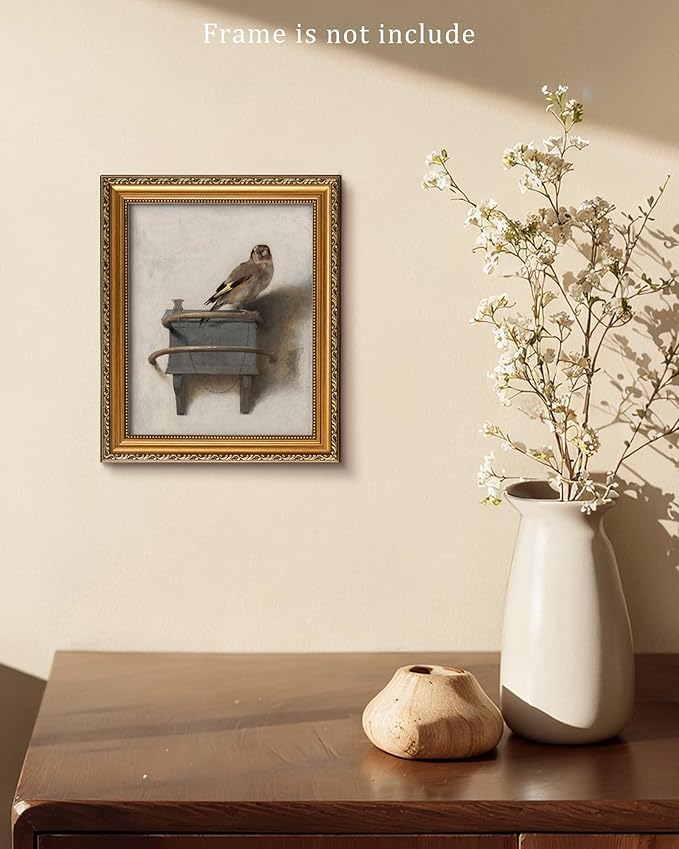 Vodefoad Retro Bird wall art Neutral bird Still Life Canvas Prints Painting Cottage Oil Art Print Country Field Style Birds Vintage Wall Decor for Gallery Kitchen Living Room Bedroom (UNFRAMED 8x10in)