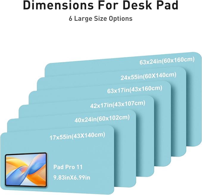 Aothia Faux Leather Desk Mat - Large Mouse Pad, Non-Slip PU Leather Blotter, Waterproof Writing Surface for Office and Home (Blue Topaz, 40" x 24")