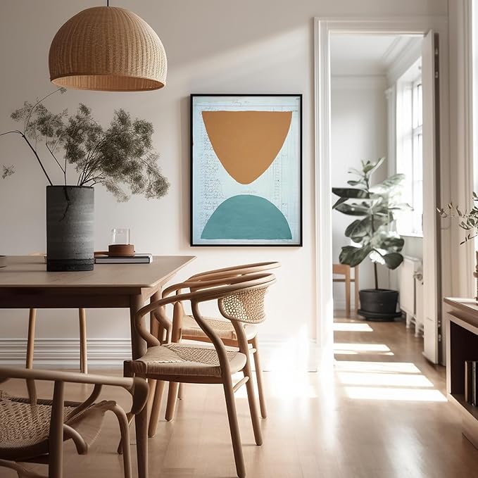 Monem Art Abstract Ledger Paper Geometric Print - Modernist Organic Shapes Art Poster - Wall Decor for Office, Living Room or Studio - 12x16 Unframed Wall Art by Renee Stramel