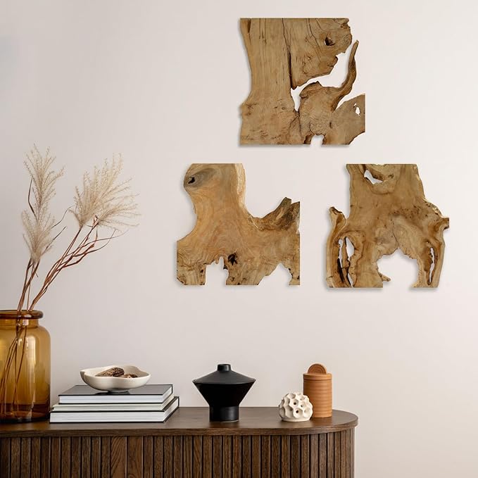 Natural Wood Wall Art - Handcrafted Rustic Decor, Frameless Design for Living Room, Bedroom, Kitchen, or Office - Unique Organic Charm for Your Home