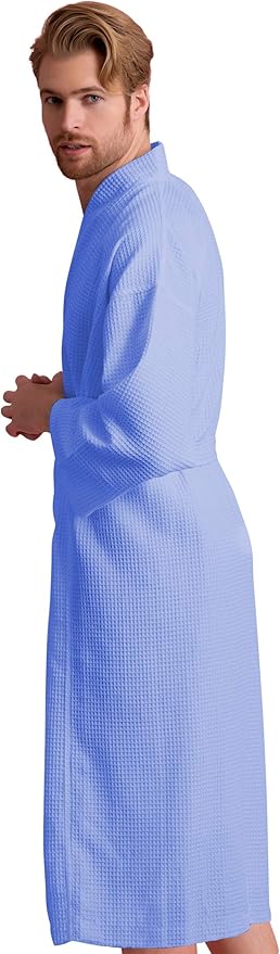 Soft Touch Linen Men's Cotton Waffle Bathrobe, Luxurious & Lightweight, Comfortable & Absorbent, Softness, Fast Dry,