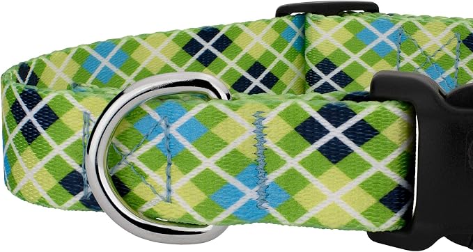 Country Brook Petz - Margarita Argyle Everyday Collar and Leash - Plaid and Argyle Collection Featuring Charming Designs (1 Inch, Extra Large)