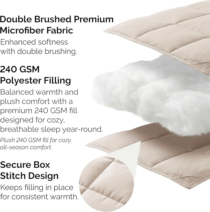 Southshore Fine Living, Inc. Twin/XL Comforter/Duvet Insert, Down-Alternative Comforter, Pet Hair Resistant Bedding Comforters, Cozy and Fluffy Comforters, Twin Size Bedspread, All Seasons, Bone
