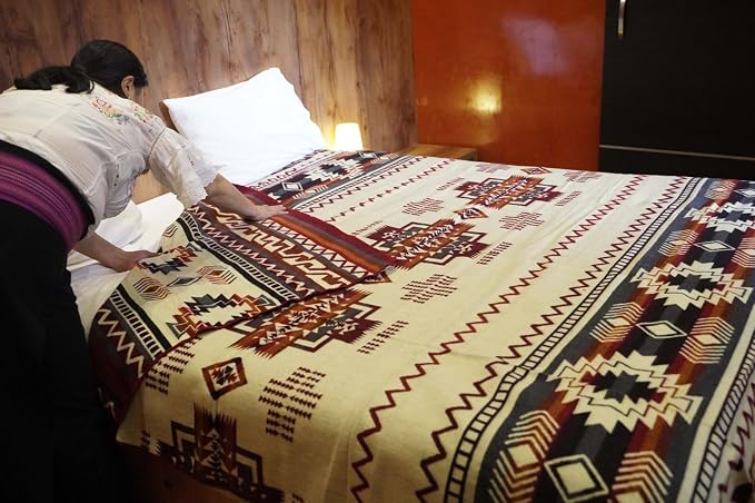 Alpaca Wool Blanket, King Size 100 x 83, Reversible 2 in 1, Thick and Ultra Soft, Hypoallergenic, Non-Itchy, Handmade in Ecuador. Premium Alpaca Wool (Red, King (100" x 83"))