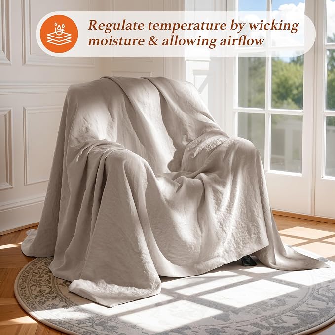 100% Pure Linen Duvet Cover Set King Size 3 Pcs Natural Linen Bedding Zipper Closure Breathable Soft Comforter Cover Sets, Cozy for All Season (King, Linen)